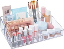 STORi Clear Plastic Vanity Makeup Organizer  6-Compartment Holder for Brushes,