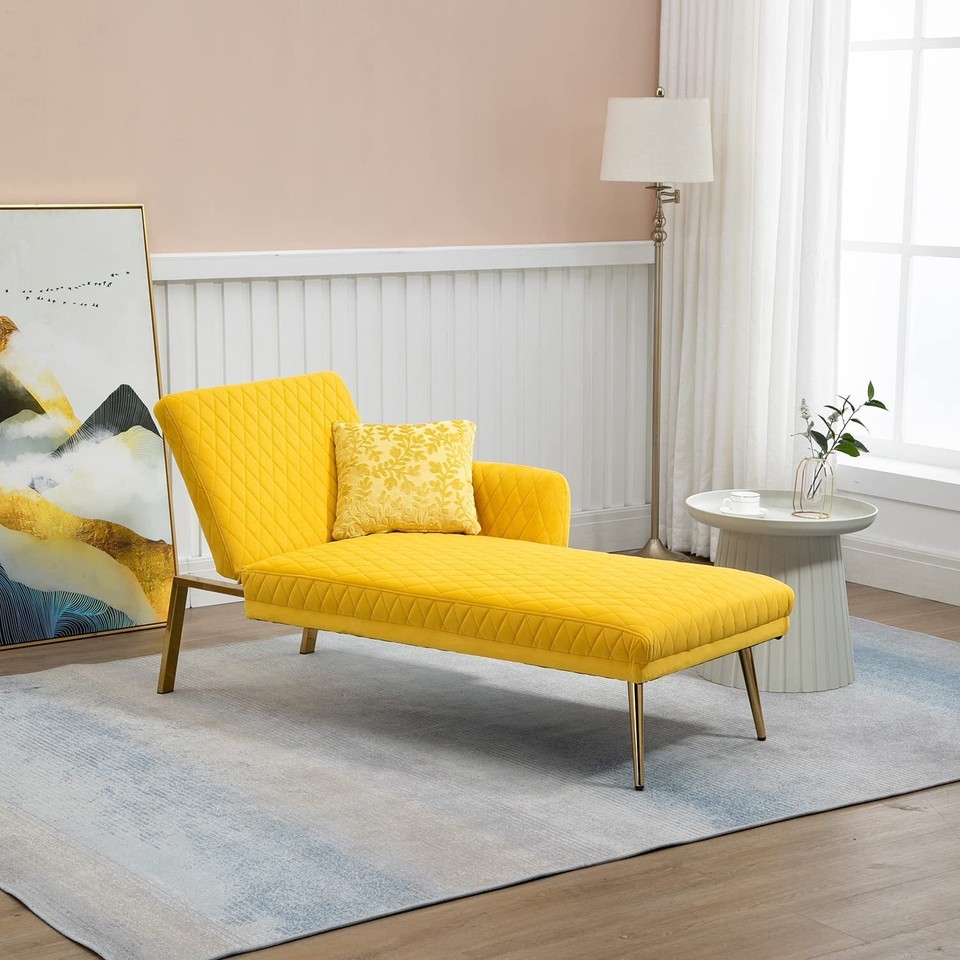 Convertible Velvet Chaise Lounge Chair Bed Sleeper MultiFunctional