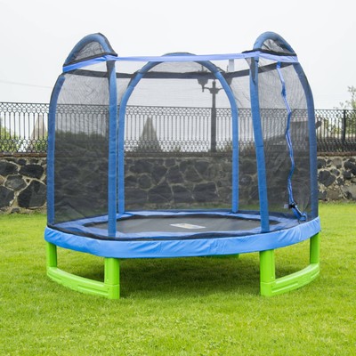 7-Foot Trampoline Hexagon (Ages 3-10) for Kids Blue/Green Outdoor Sports Fun NEW