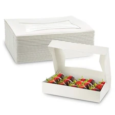 MT Products White Treat Box, 12" x 8" x 2.25" Bakery Boxes - Pack of 25