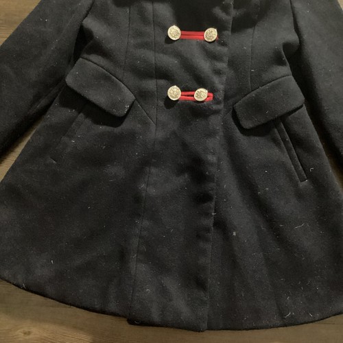 Rothschild Girls Navy Blue Dress Coat 5/6 Jackets Long Red Trim Silver Buttons - Picture 3 of 7
