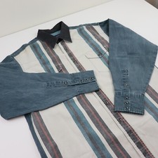 Vintage Wrangler Brushpopper Pearl Snap Western Shirt Mens L XL 17-35 Stripe USA