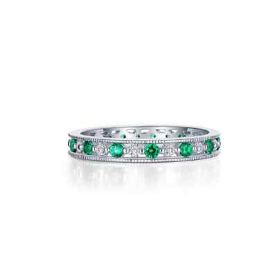 BRAND NEW Lafonn 925 Platinum Plated Alternating Band Eternity Ring R0505CEP05