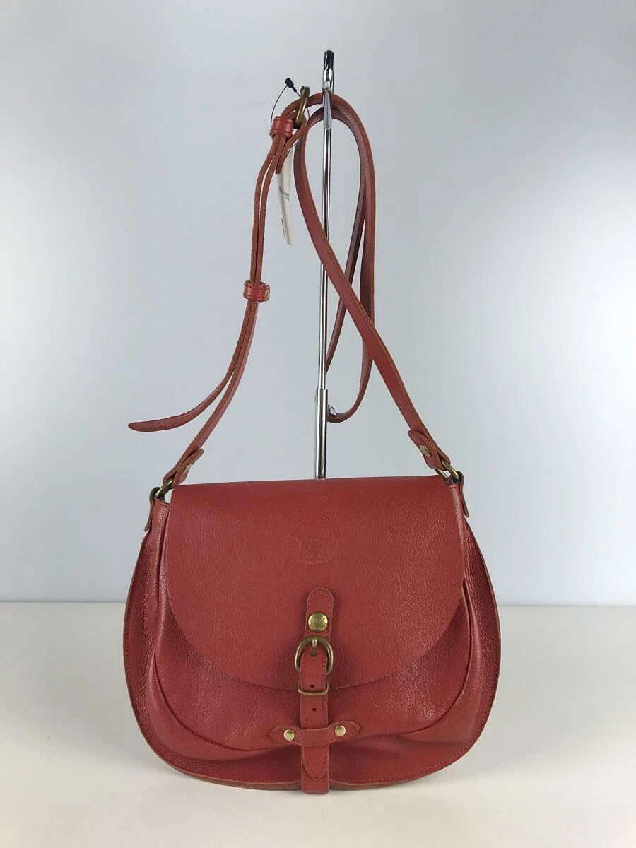 IL BISONTE Leather Red Background Dirt Leather Red Shoulder bag From Japan