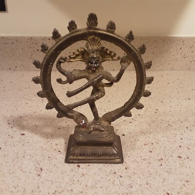 Nataraja Lord Shiva Hindu Goddess Of Dance Brass Vintage Statue 7  Tall