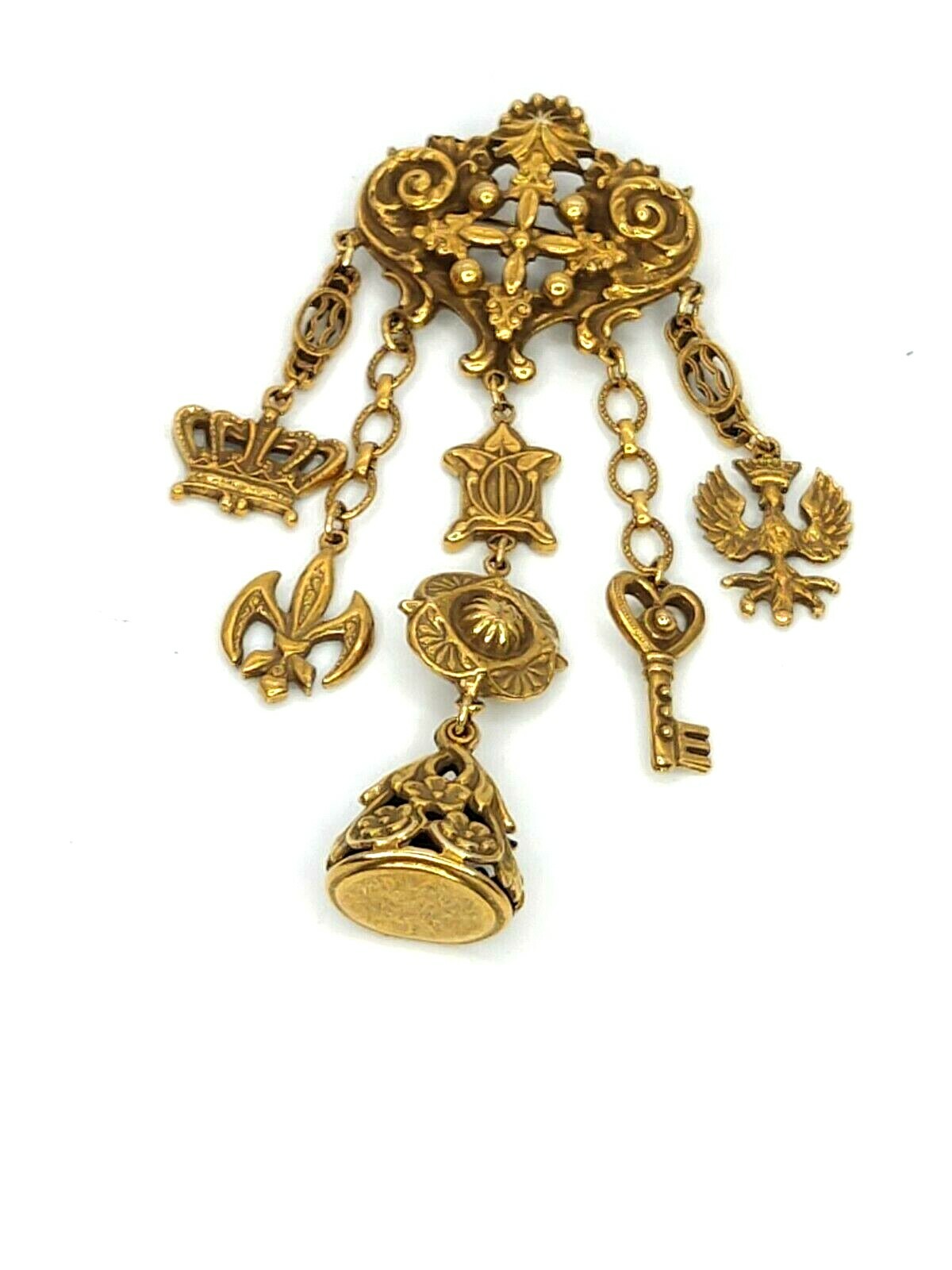 Unsigned Antique Victorian Chatelaine Brooch Pend… - image 2