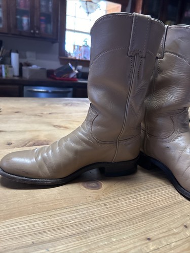 JUSTIN L3710 Beige Leather Roper Cowboy Boots Women's Size 6.5 B USA - Picture 8 of 12