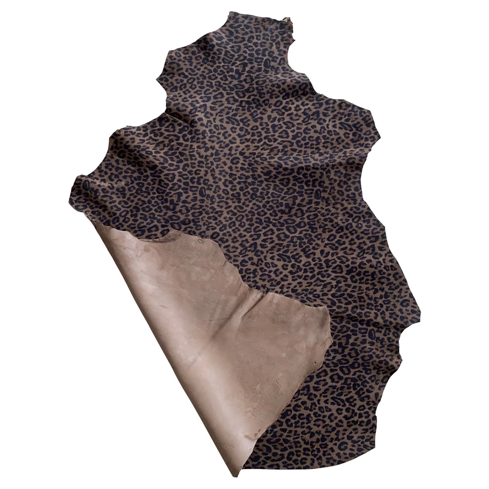 Leopard Print Leather Hides Suede Thin Fabric Soft Crafting DIY Sewing Material - Image 2 of 4