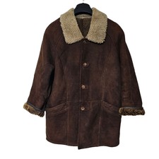 Vintage Gianni Valentino Shearling Brown Jacket Fur Coat Size Large Made N Italy