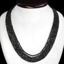 BREATHTAKING 346.00 CTS NATURAL FACETED 6 LINE BLACK SPINEL NECKLACE RS 