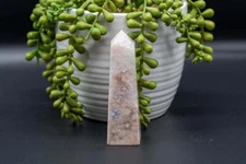 Pink Amethyst w/Flower Agate Tower 3.75"
