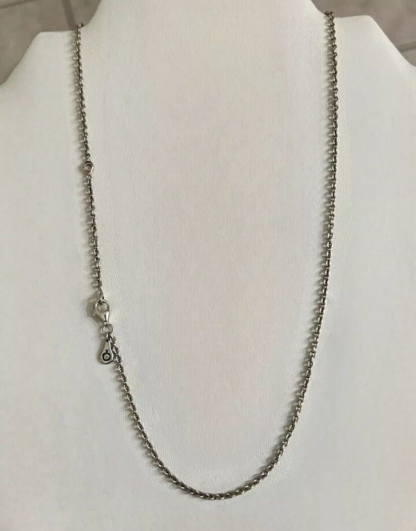 PANDORA Signed 925 ALE Sterling Silver Cable Chain Necklace