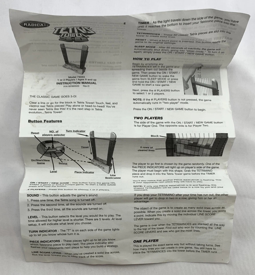 Tetris Tower 3D 2003 de Radica completo en excelente estado envío gratuito Foto 3 de 4
