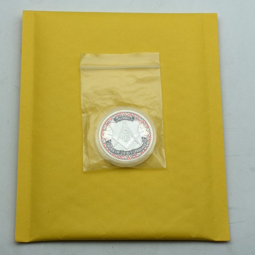 Freimaurer versilberte Metallmünze Freimaurerei Herausforderung Medaille Kunstdekoration - Bild 11 von 12