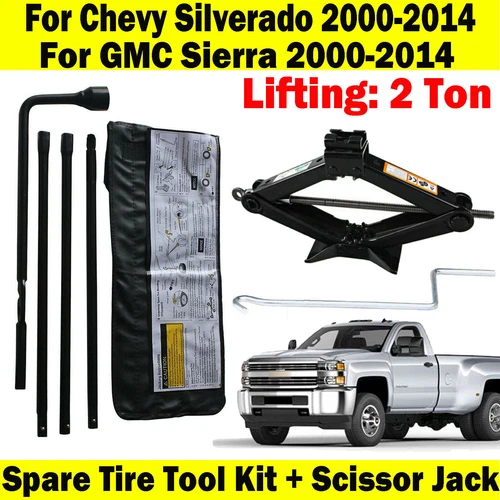For Chevrolet Silverado 1500 2500 3500 HD Spare Tire Tool and Scissor Jack 2 Ton