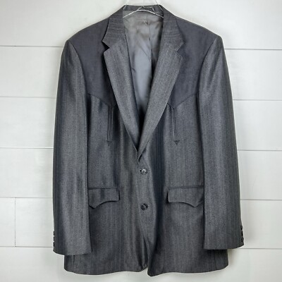 Circle S Blazer Men 46L Western Jacket Gray Texas Cowboy USA