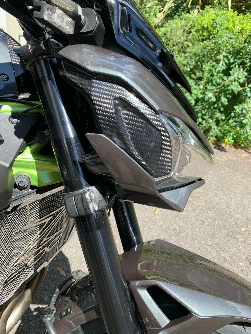 Contour de phare Kawasaki Z900 carbone brillant habillage flancs d'optique 2017 2018 2019