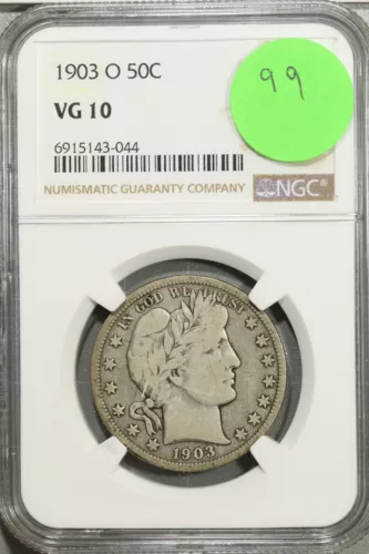 1903 O Barber Half Dollar 50c NGC VG 10 Very Good #3-044