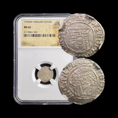 HUNGARY. 1550, Denar, Silver - NGC MS62 - Ferdinand I, Madonna with Child 041