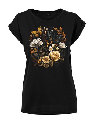 ''Flowers Botanic'' Damen Shirt Print Aufdruck Logo Blumen Lustig Hobby Geschenk