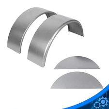 A Pair Steel Round Single Axle Trailer Fenders & Backs For 14" 15'' 16" Wheel