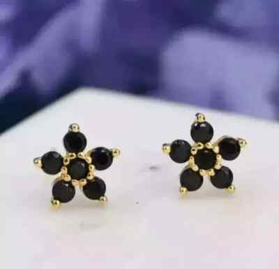2Ct Round Lab Created Black Diamond 14K Yellow Gold Plated Women's Stud Earring
