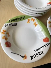 Set of 6 Quadrifoglio  Italian Spaghetti Pasta Farfalle Italy 8.5” Bowls Ceramic