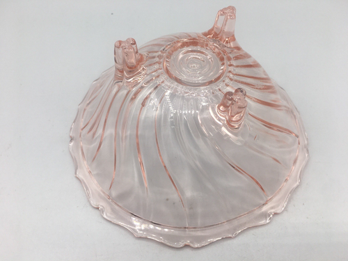 Jeanette Glass Pink Depression Swirl Three Footed Candy Dish Bowl 5.5" Vintage - Picture 14 of 18