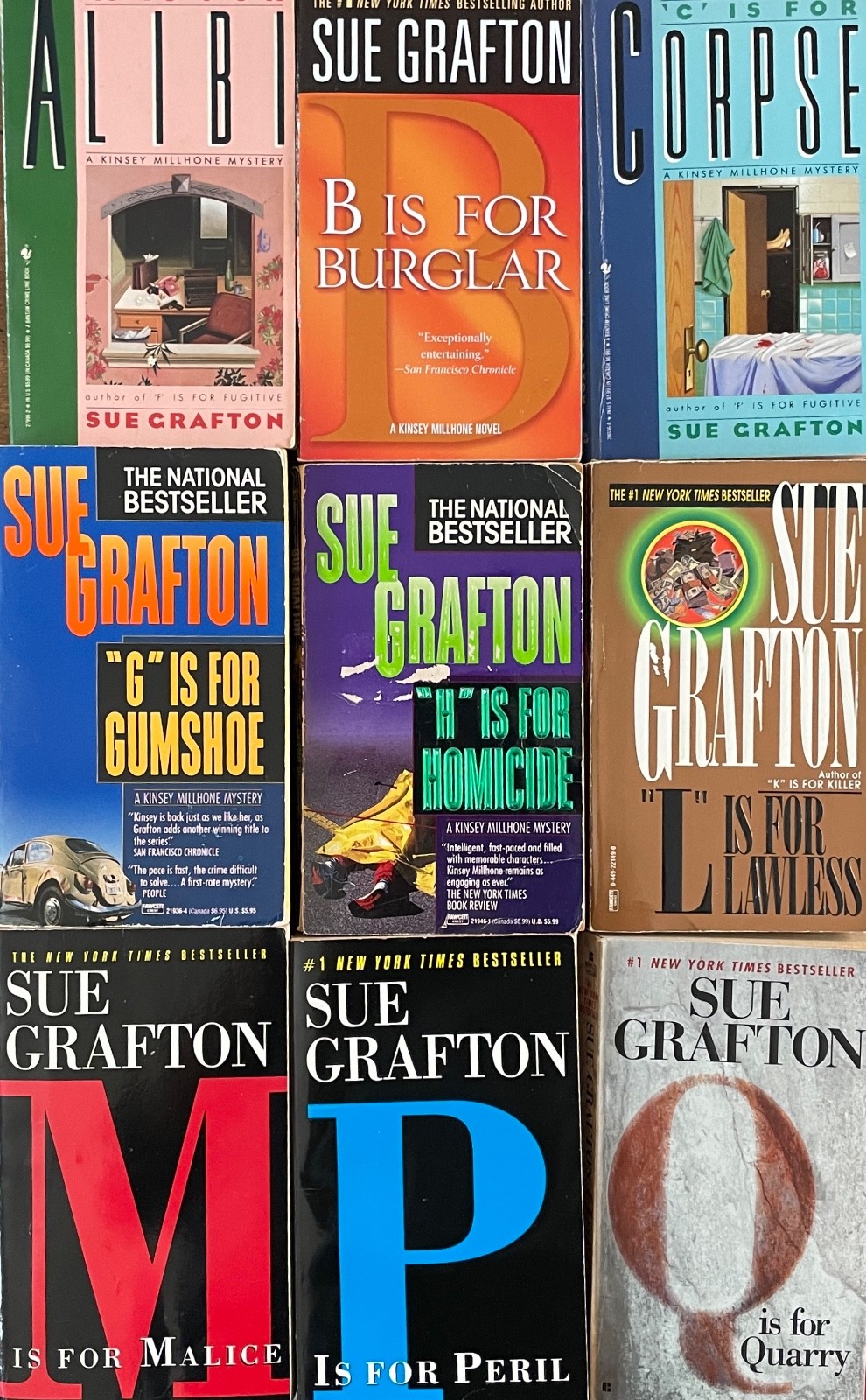 Lot Of 9 Sue Grafton Alphabet Series Kinsey Millhone Mystery Books