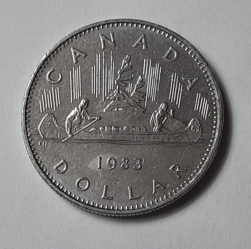 1983 Canada One Dollar Voyageur Coin (100% Nickel) - Queen Elizabeth II