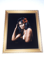 quadro polinesiano hawaiano donna lady girl nudo Martinus velluto nero anni 60