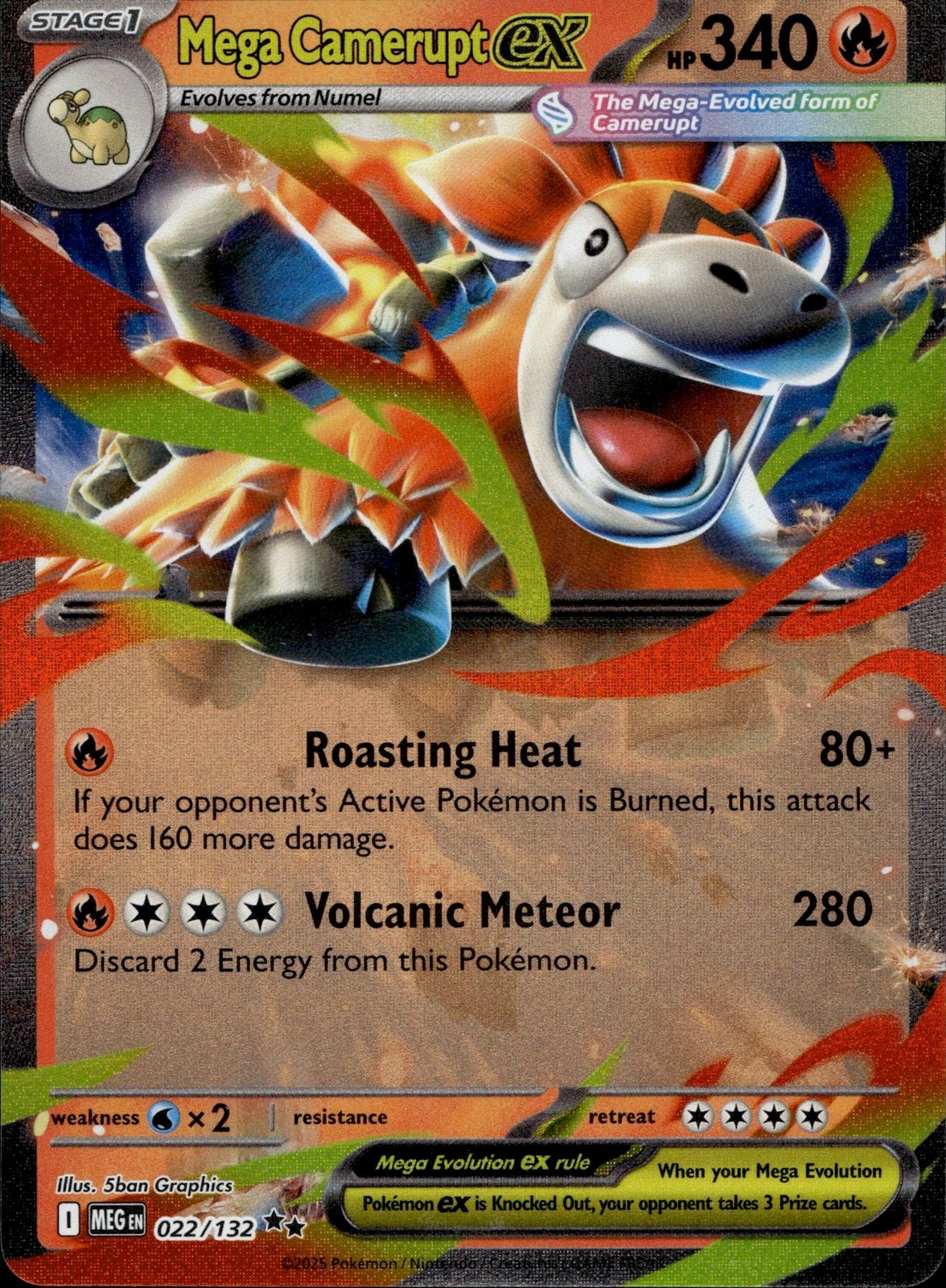 Mega Camerupt ex 022/132 Double Rare Mega Evolution Multi Item Discount NM