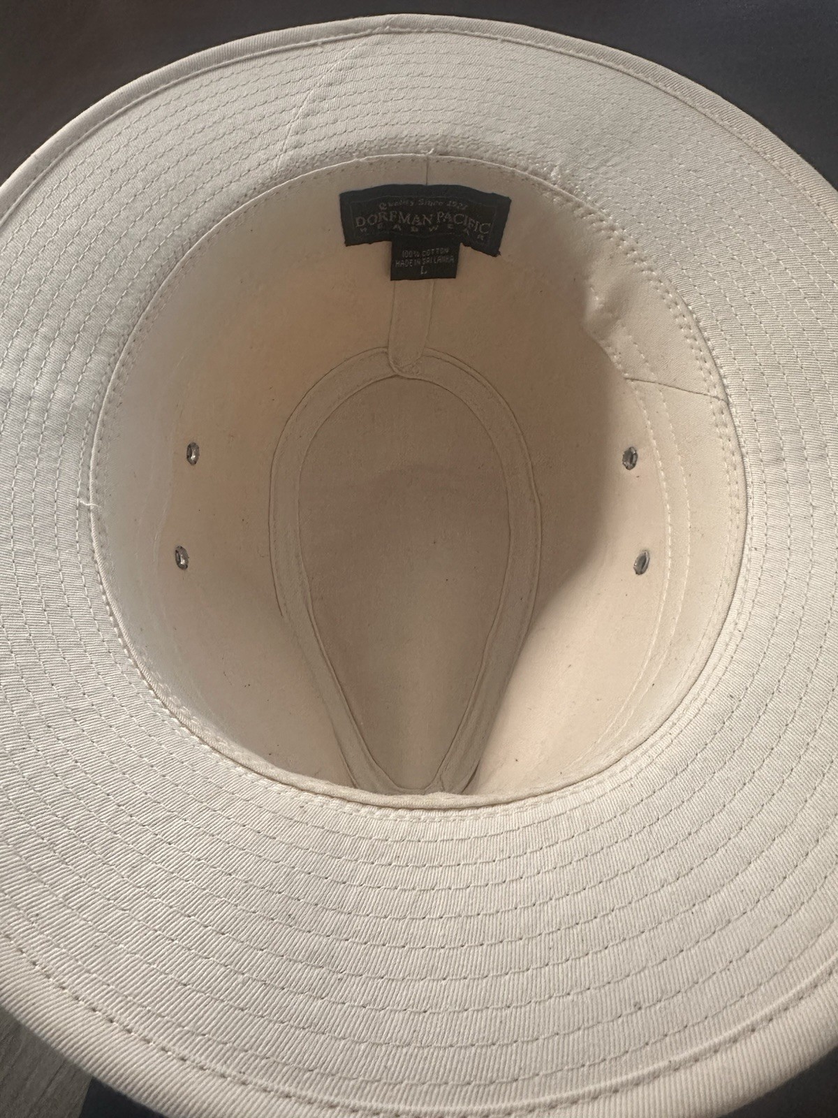 Dorfman Pacific Headwear Bucket Hat 100% Cotton, Size L, Tan. Vintage.