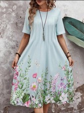 Shein EMERY ROSE Floral Print Pastel Green Sleeveless Dress Long XL UK 16