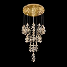 Gold Cascading Crystal LED Round Chandelier