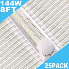 T8 LED Tube Light Bulb 6500K 144W 8FT 18000LM LED Shop Light Fixture 25 Pack