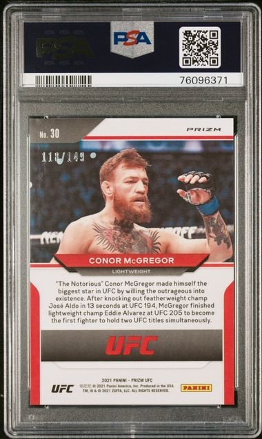 2021 PANINI PRIZM UFC PURPLE PRIZM #30 CONOR MCGREGOR /149 PSA 10 view 2
