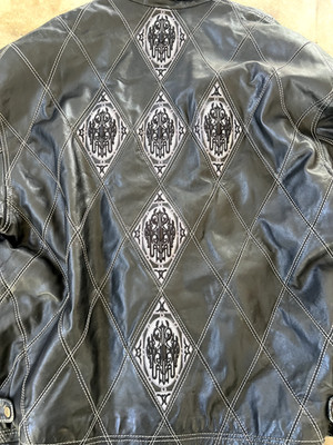 Vintage  RARE SCHOTT  Black embroidered Leather Jacket Size 6xL 5xl 4xl 3xl xxl