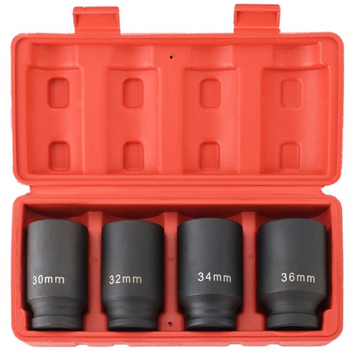 1/2-Inch Drive Deep Impact Socket Set | 4PCS Heavy Duty Deep Spindle Axle Nut...