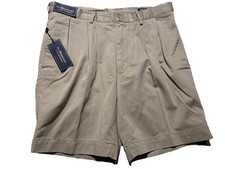 Polo Ralph Lauren Shorts Mens 36 Tan Classic Fit Pleated 9in Hudson New Tags