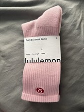 NWT Lululemon Daily Essential Crew Socks 3 Pack Pink Haze/White/Magenta Large