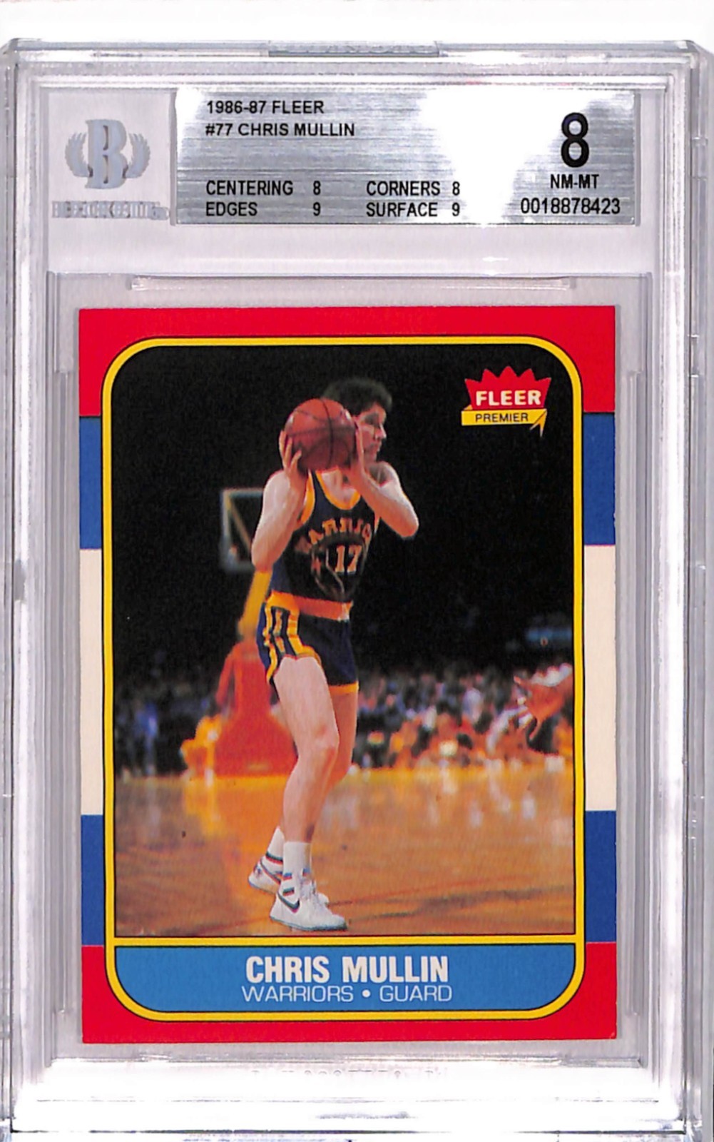 1986-87 Fleer - Chris Mullin #77 (RC) BGS 8