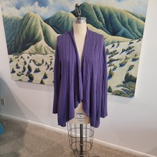 Eileen Fisher Linen Blend Cardigan Size 1X Open Front Plus Size Waterfall