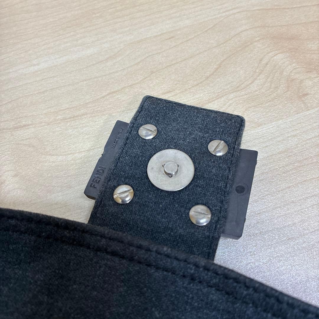 FENDI Mamma Bucket Shoulder Bag Cotton Dark Gray From Japan Used Rare item Auth thumbnail 2