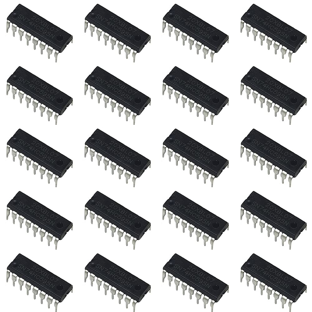 20pcs 74HC595N 74HC595 8-Bit Shift Registers W ith Latched 3-State Output，DIP-16