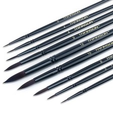 Transon Round Paint Brush Set 9pcs Synthetic Sable Hair for Acrylic Painting