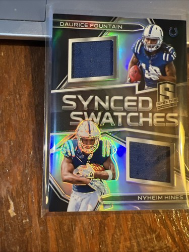 Nyheim Hines Daurice Fountain 2018 Panini Spectra Synced Swatches Rookie RC /99 - Picture 3 of 7