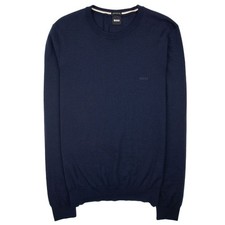 Image of Hugo Boss Botto Men's Crew Neck XXL Navy Jumper Finest Italian Yarn RRP £129.99