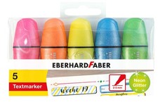 Eberhard Faber 551408,Mini Text Marker with Chisel Tip, 5 Highlighters in Neon C