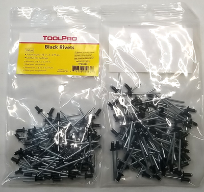 #ad #ad 2 Packs of 100 Tool Pro Aluminum Rivets 1 8quot; X .275quot; Black TP05080 200 Rivets $11.99